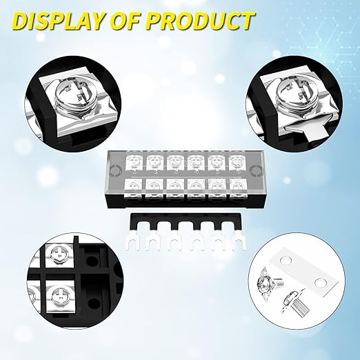 Joinfworld 35A Terminal Block 6 Position Screw Terminal Strip Dual Row - Image 6