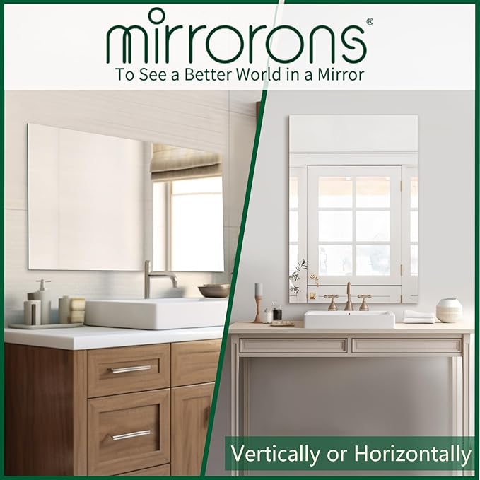 Mirrorons Frameless Mirror, Wall Mirror 48" x 30", Modern Bathroom Mirrors - Image 5