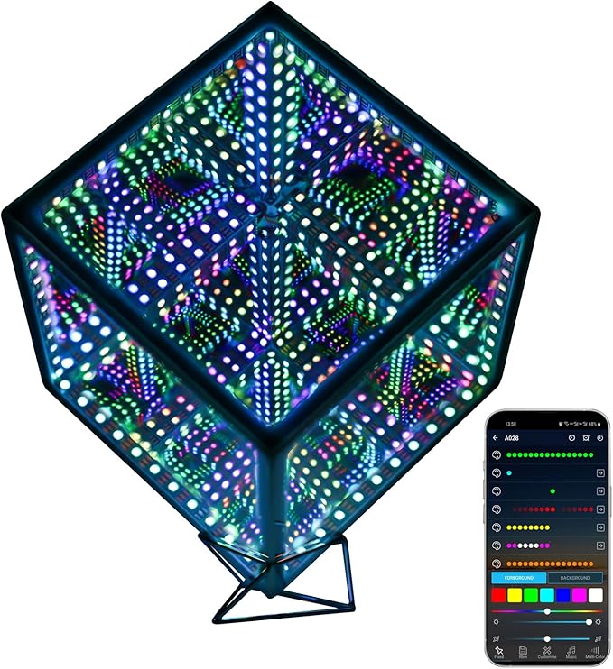 Heepulor Infinity Hyper Cube LED Table Lamp, Color-Changing Music-Sync by Heepulor