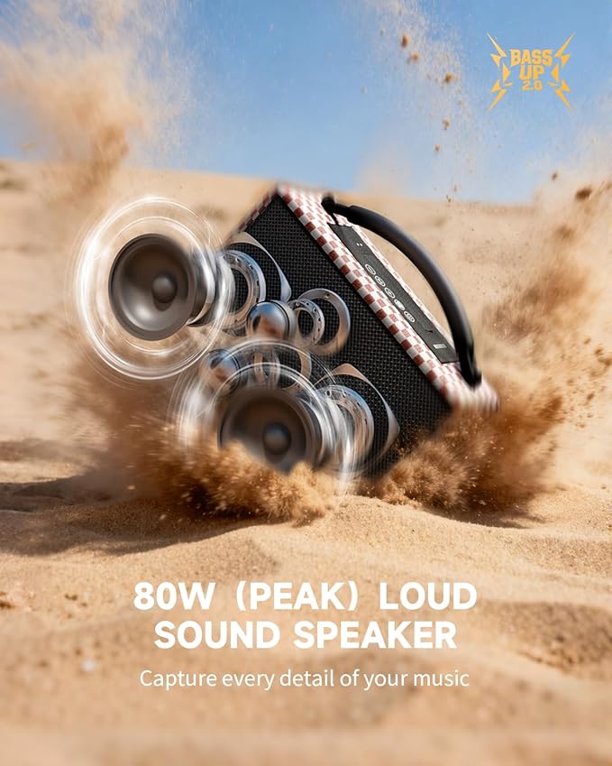DINDIN Portable Bluetooth Speaker: 80W, 20H Playtime, Loud Wireless Wood - Image 2