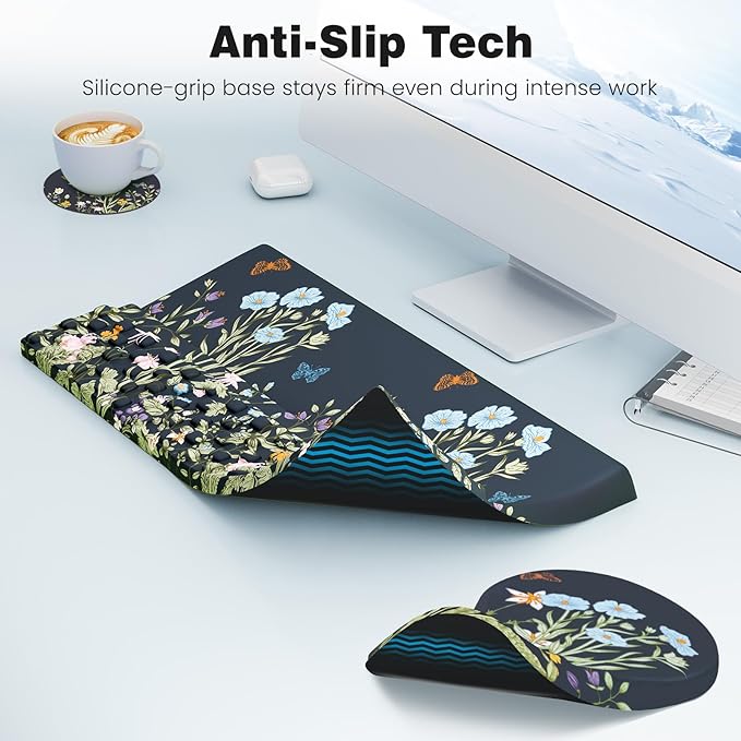 Ospelelf Ergonomic Mouse Pad and Keyboard Stand Wrist Rest Set, Memory Foam - Image 5