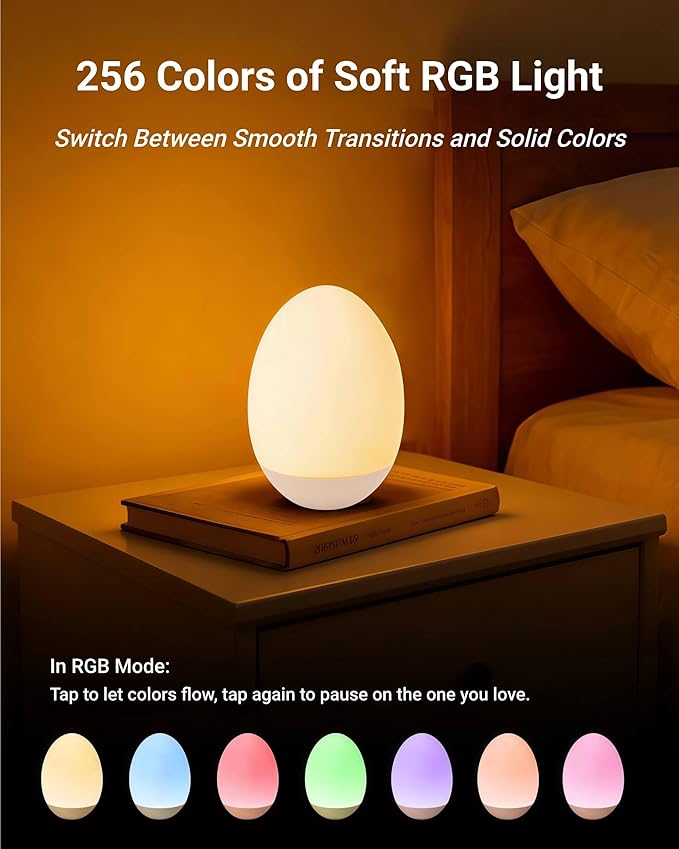 NAWIQI Egg Baby Night Light for Nursery & Breastfeeding – Portable Touch Light - Image 4