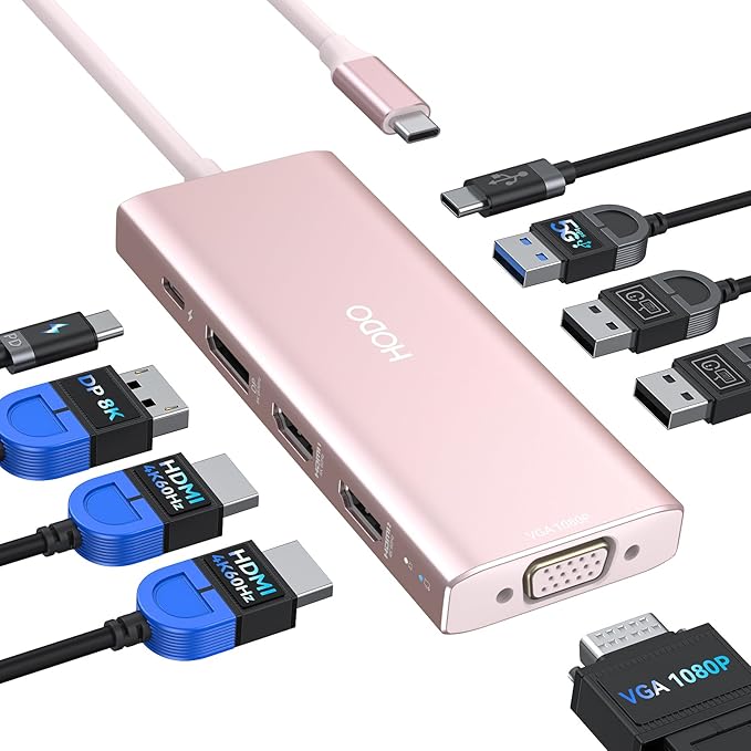 HODO USB C Docking Station Dual Monitor Adapter by HODO