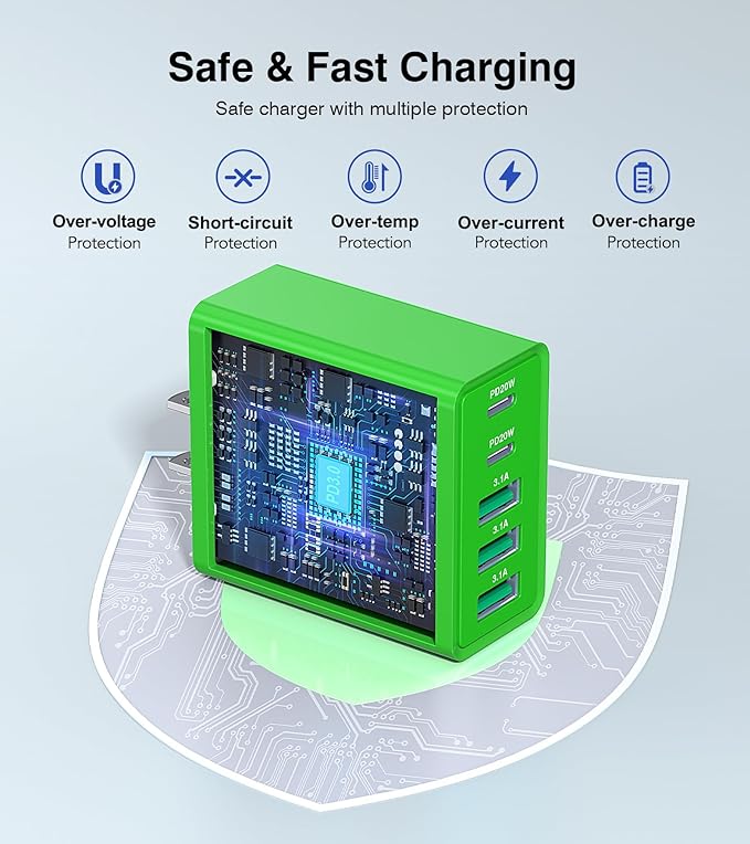 USB C Wall Charger, 60W USB C Charger Block 5-Port PD Fast Charging Blocks - Image 5
