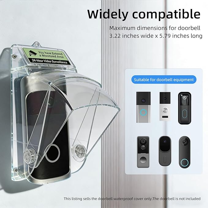 Dgyezhao Clear Outdoor Plastic Flip Doorbell Rain Cover, Camera Cover protector - Image 7