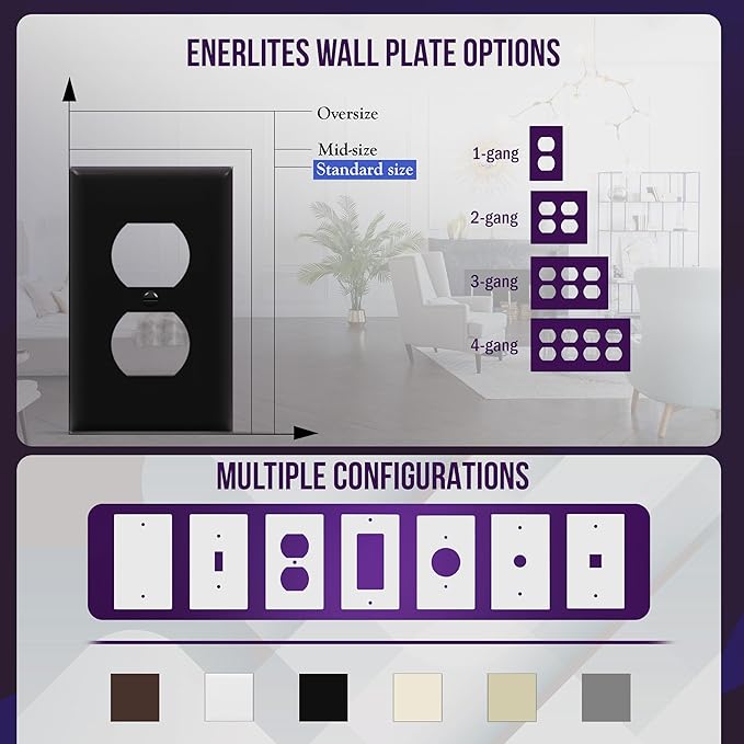 ENERLITES Duplex Receptacle Outlet Wall Plate, Size 1-Gang 4.50" x 2.76" - Image 5