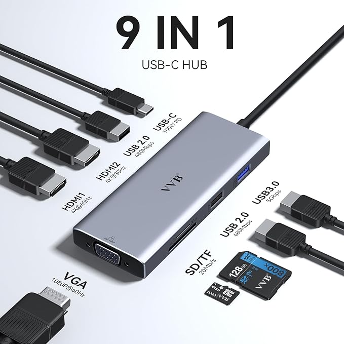 USB C Docking Station Dual Monitor HDMI Adapter - Image 2