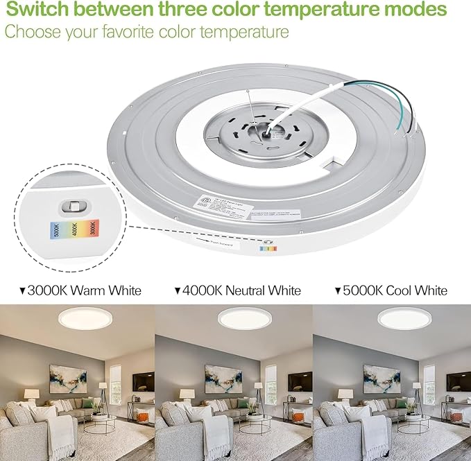 hykolity 18 Inch LED Round Flat Panel Light, 3000K/4000K/5000K CCT Selectable - Image 7