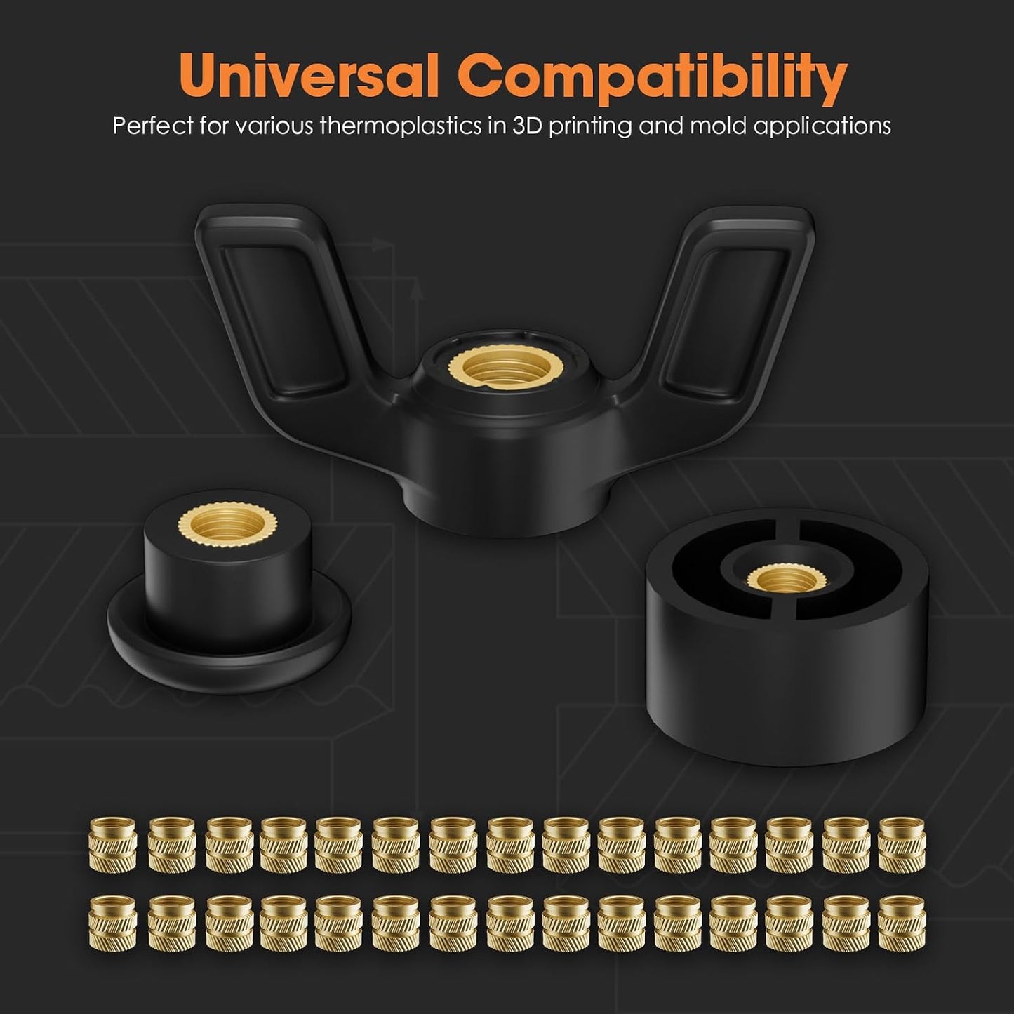 HANGLIFE Heat-Set Threaded Inserts, M1.4 Heat Set Insert for 3D Printing Components and Plastic Parts - Brass Metric Knurled Nuts (100 Pieces)