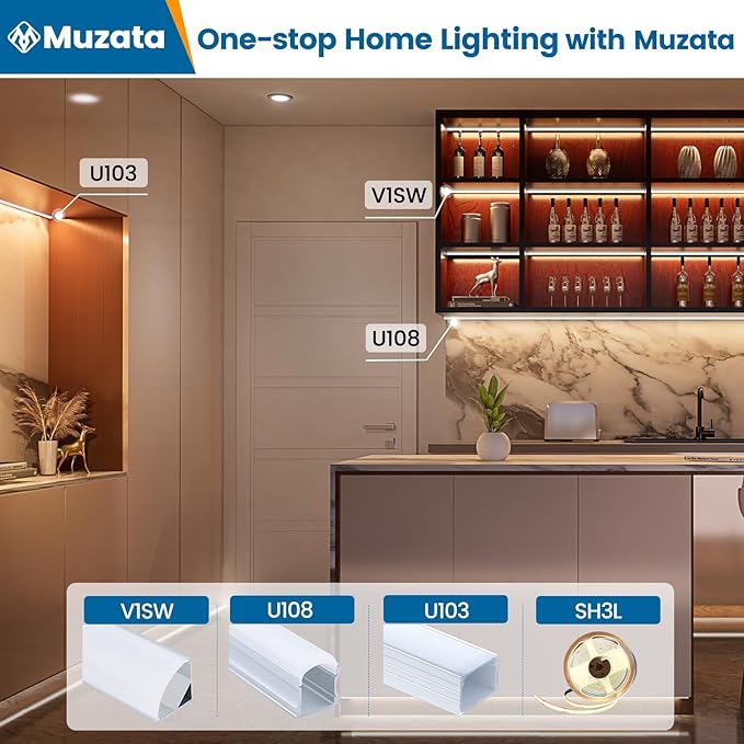 Muzata 20Pack 3.3FT/1M Plus-Size Spotless LED Channel Black LED Strip Diffuser - Image 6
