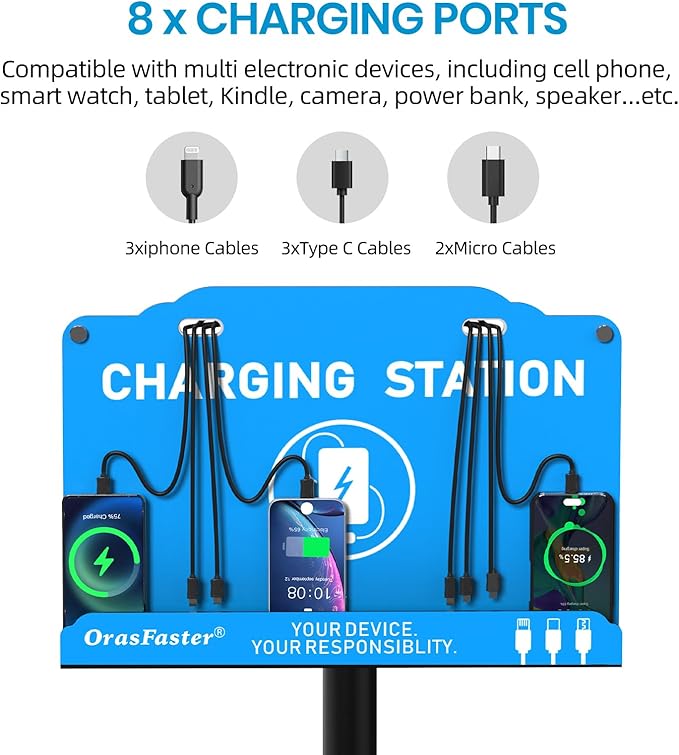 Orasfaster Floor Standing Cell Phone Charging Station Multi-Device Station - Image 3