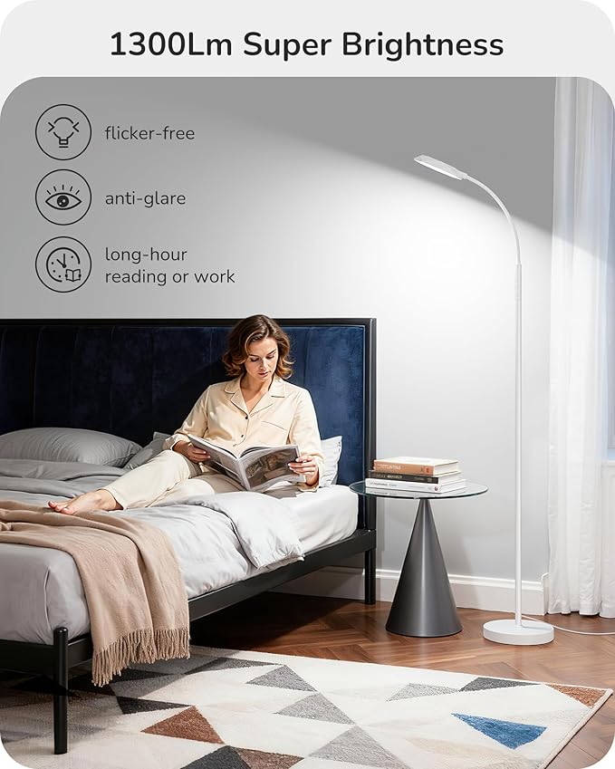 EDISHINE Gooseneck Floor Lamp, 1300LM LED Floor Lamps - Image 4