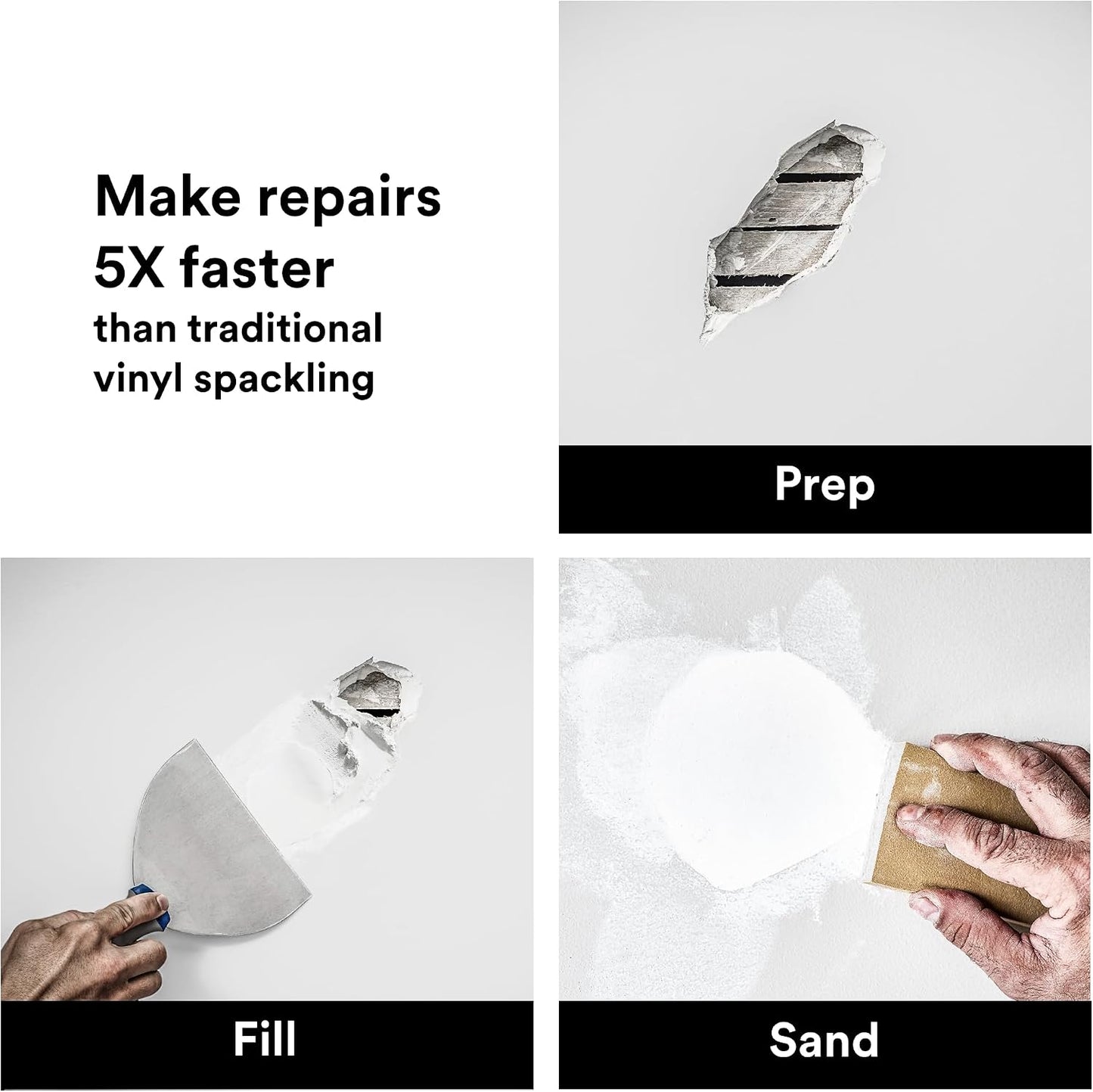 3M High Strength Large Hole Repair, 32 oz | Ideal for Large Hole Repair Cracks and Damaged Surfaces in Drywall, Plaster, Stucco, Concrete & Wood, For Easy Wall Repair