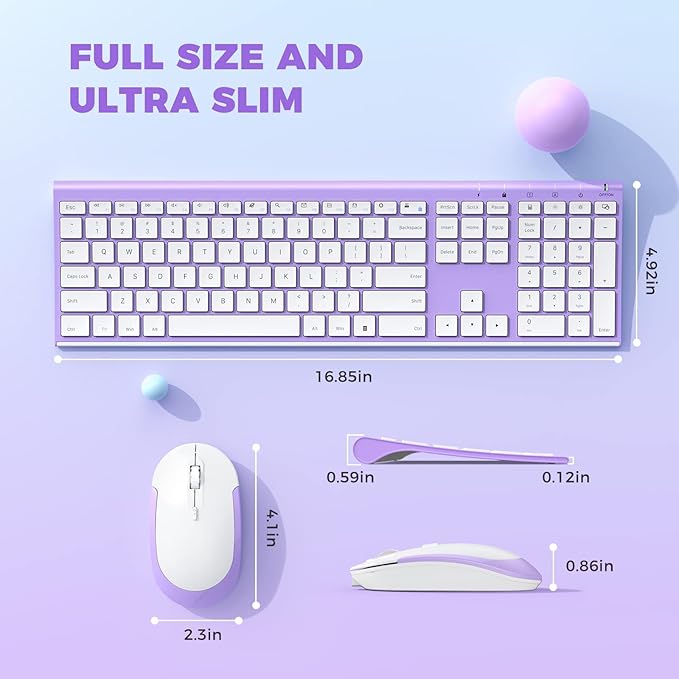 Wireless Keyboard and Mouse, Vssoplor 2.4GHz Rechargeable Compact Quiet - Image 6