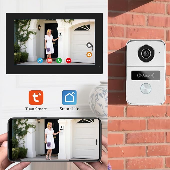 KeonBell 2 Wired Video Intercom System, 7 Inches Video Doorbell Camera - Image 2