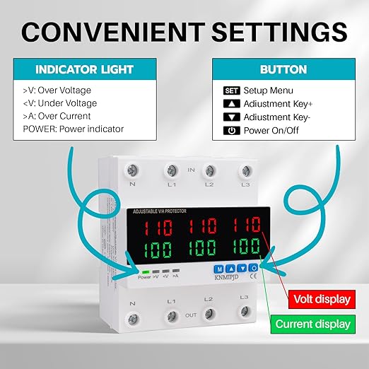 KNMIPJD Over Under Voltage Protection Device, 110V 100A Adjustable Circuit - Image 4
