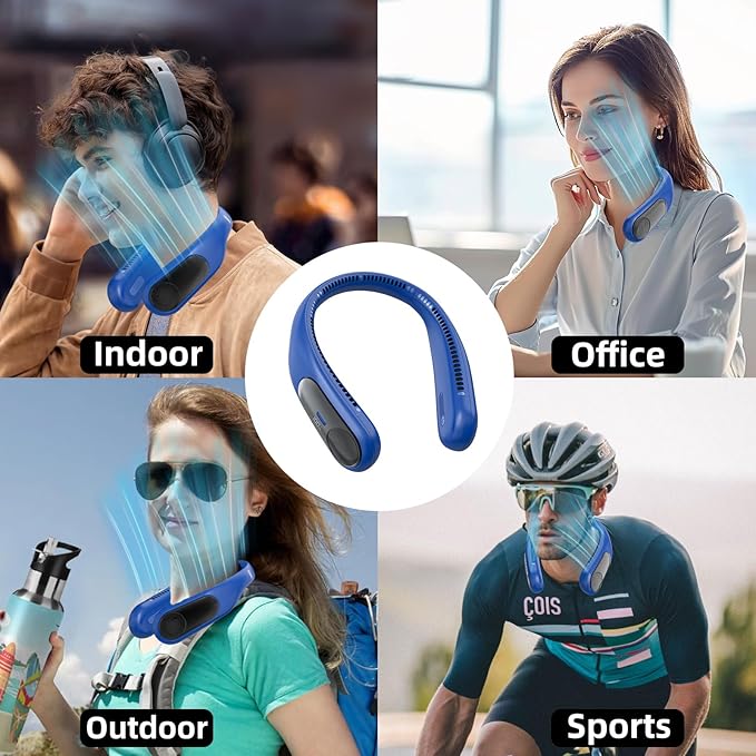 Portable Neck Fan, Personal Wearable Bladeless Fan, LED Display, 6000mAh USB - Image 7