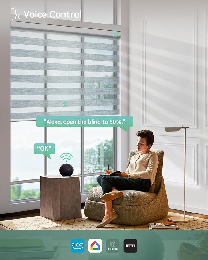 Yoolax Motorized Blinds with Remote, Electric Zebra Blinds - Image 3