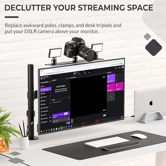HumanCentric DSLR Monitor Mount Large, Desk Camera Mounting, Light Webcam - Image 5