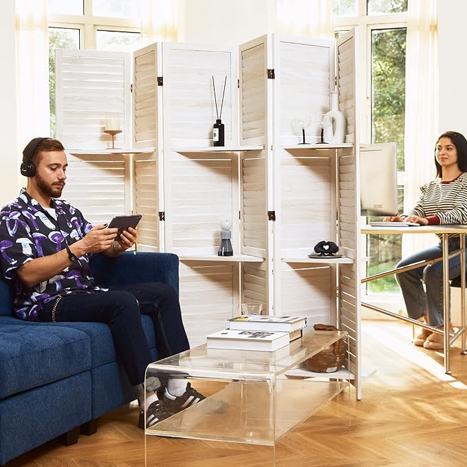 Partition Room Dividers, Folding Wood Privacy Screen - Image 7
