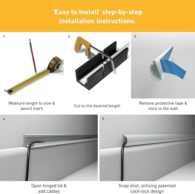D-Line Half Round Cord Hider, Patented Cable Cover, Hide TV Wall Mount Wires - Image 8