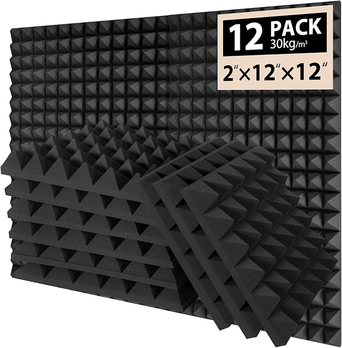 12 Pack Soundproof Wall Panels, Saiqiang Acoustic Foam 2" x 12"x 12" Sound by Saiqiang