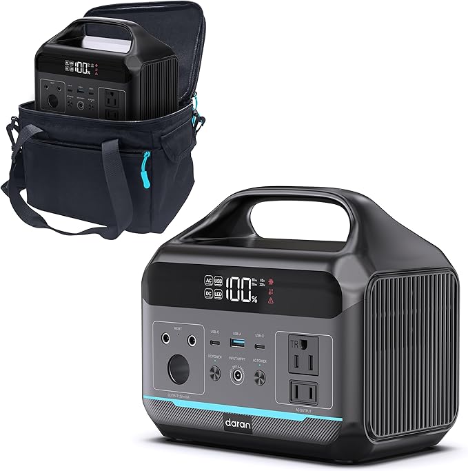Portable Power Station 288Wh LiFePO4 Battery, 600W Power Bank by DARAN