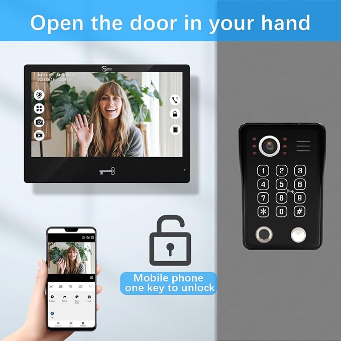 Wired Video Apartment Intercom System, Door Phone Kit, 10 Inch Touch Monitor - Image 3