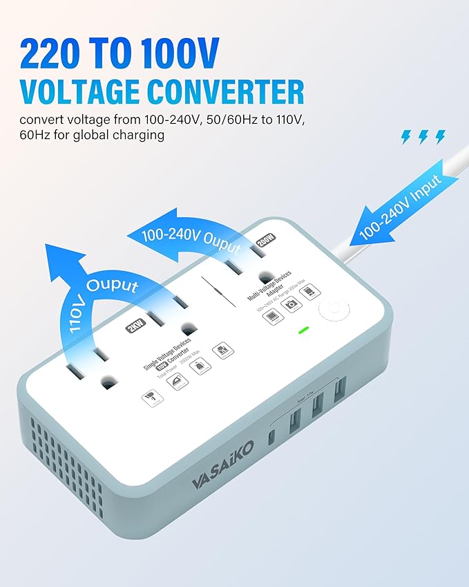 220V to 110V Voltage Converter US to Europe, 2000W Max International Power - Image 4