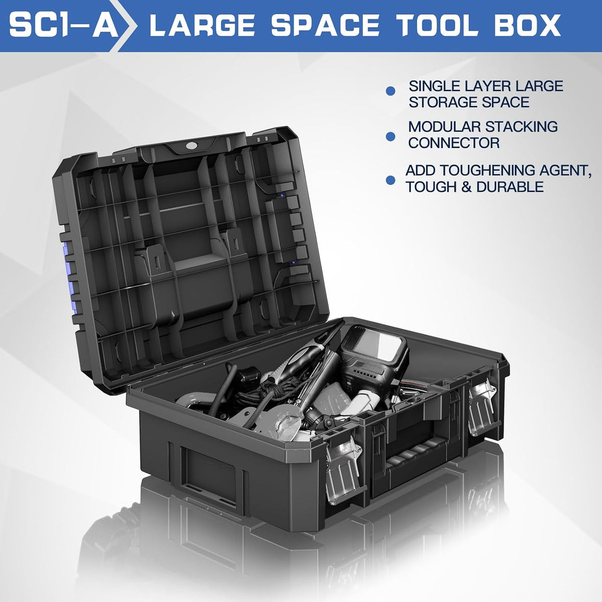 airaj 4 tier stackable rolling tool box with, close-up detail