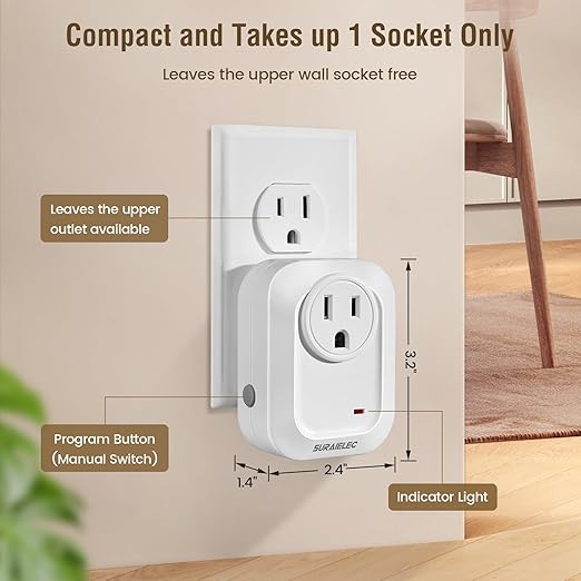 SURAIELEC Wireless Wall Switch Remote Control Outlet, No Wiring Needed - Image 5