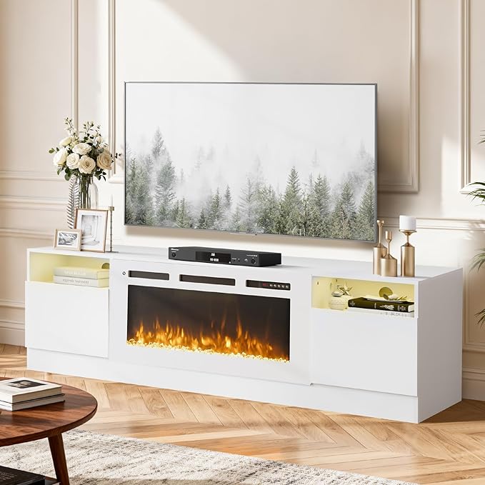 YISUFO 70" TV Stand with 36" Electric Fireplace, Large Modern Media - Image 8