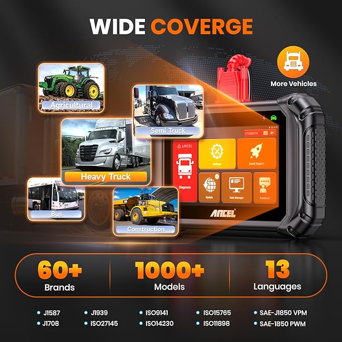 ANCEL V5 HD PRO Heavy Duty Truck Scanner, New Bi-Directional Control Diesel - Image 8