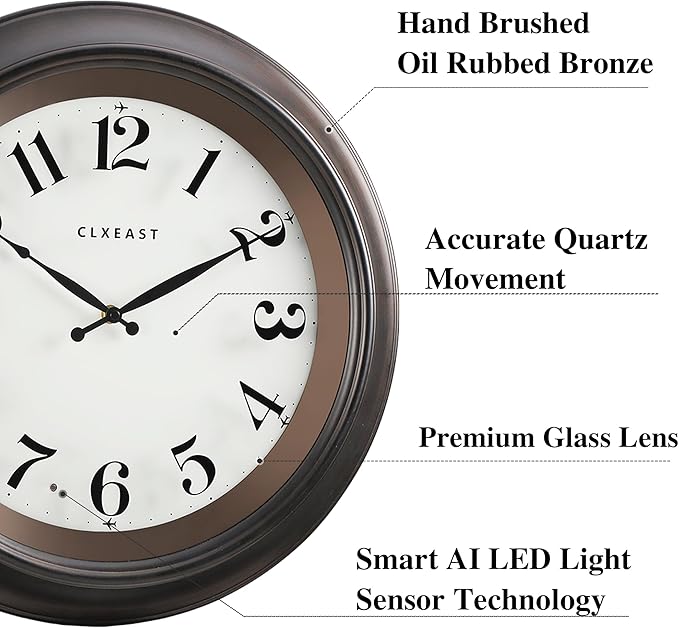 CLXEAST 18 Inch Large Illuminated Wall Clock - Image 3