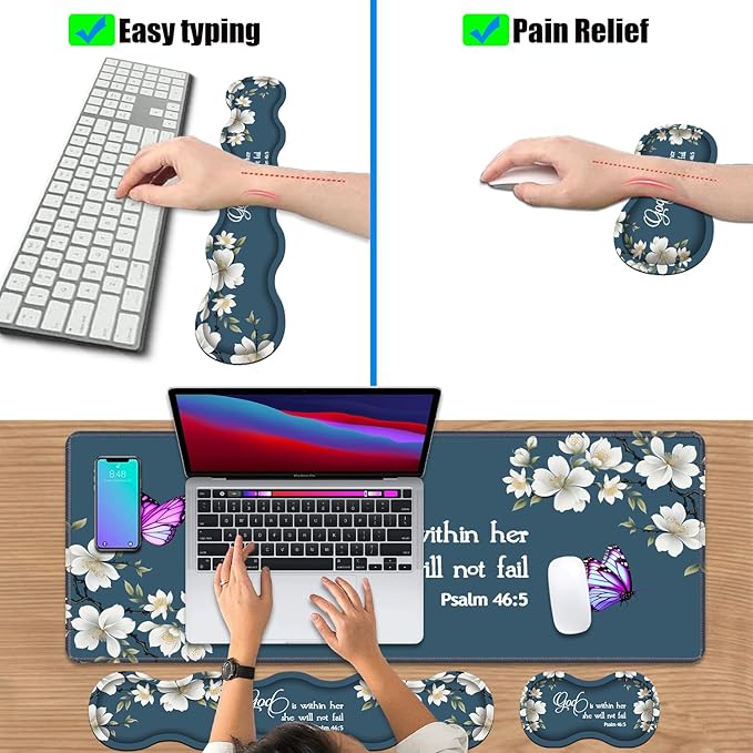 4 in 1 Ergonomic Keyboard Wrist Rest & Mouse Pad Wrist Rest Set, Large XXL - Image 6
