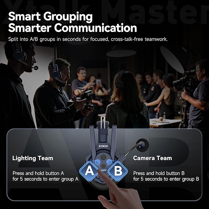 SYNCO Xtalk Master Wireless Intercom Headset System, 4 Person 2.4GHz - Image 6