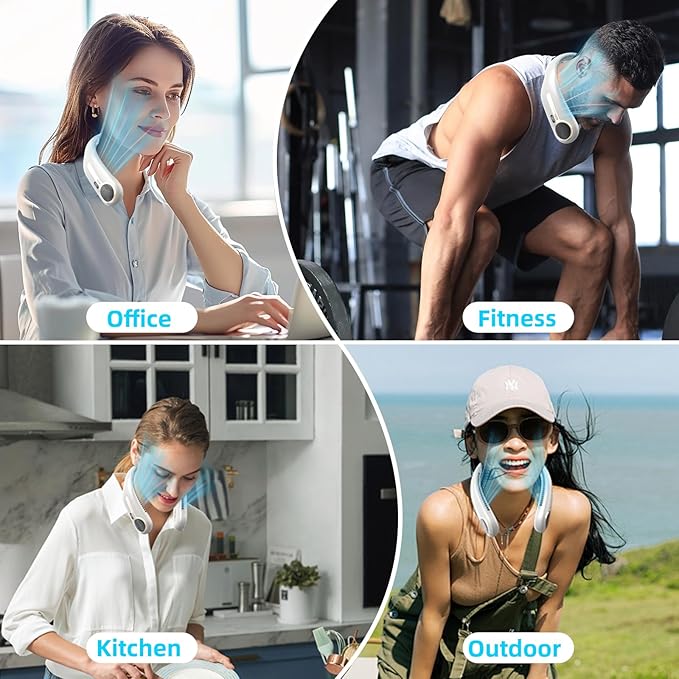 Kinhowly Portable Neck Fan, Hands Free Personal Wearable Bladeless Fan - Image 4