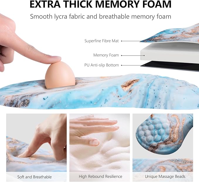 Mouse Pad Wrist Support, Laokiiy 2 in 1 Keyboard Wrist Rest+ Ergonomic Mouse Pad - Image 3