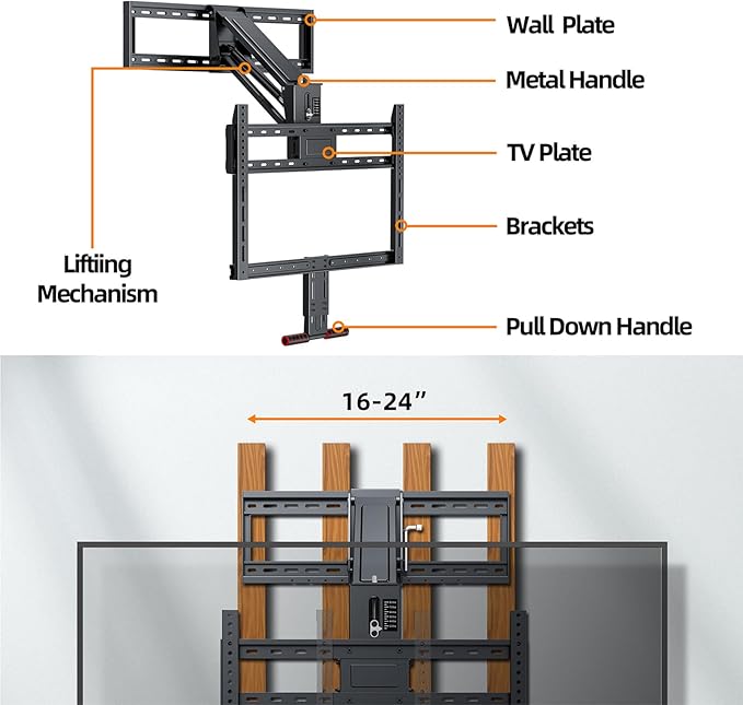 Pull Down TV Mount for Fireplace, Height Adjustable for Most 43-80 Inch TVs - Image 9
