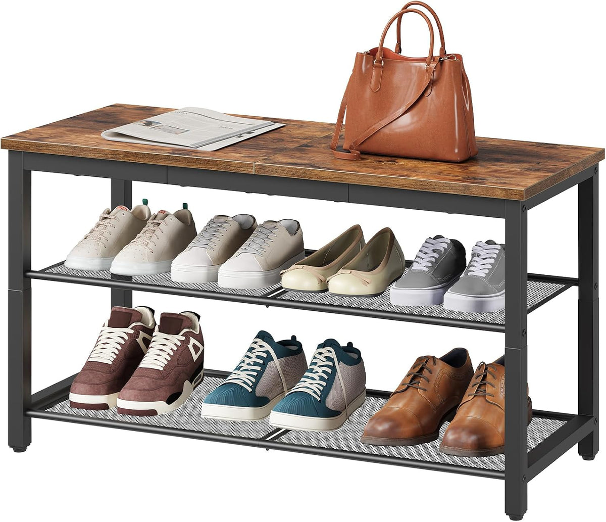 hoobro shoe bench, 3-tier shoe rack, industrial shoe, main product view