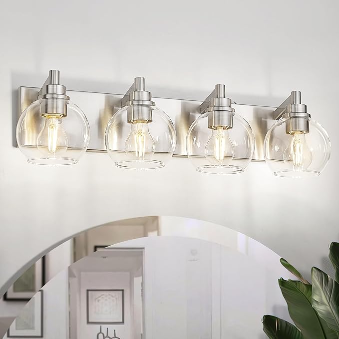 METWET Bathroom Light Fixtures, 4 Light Brushed Nickel Vanity Light, 26 Inch - Image 8