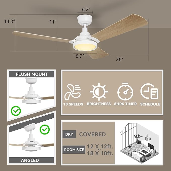 SMAAIR 52 Inch Smart Wifi Ceiling Fans - Image 6