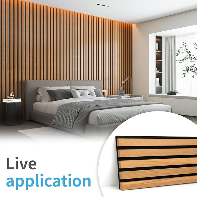 Art3d 4 Pieces 94.5" x 7.9" Acoustic Slat Wood Wall and Ceiling Panels - Image 2