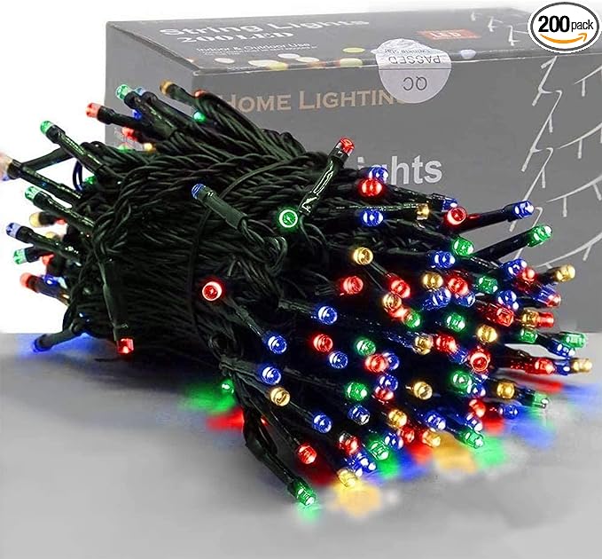 HOME LIGHTING 66ft Christmas Decorative Mini Lights, 200 LED Green Wire Fairy by LJLNION