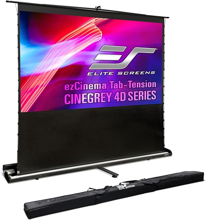 Elite Screens ezCinema Tab-Tension CineGrey 4D, 116-inch 16:9, Manual Floor by EliteScreensInc