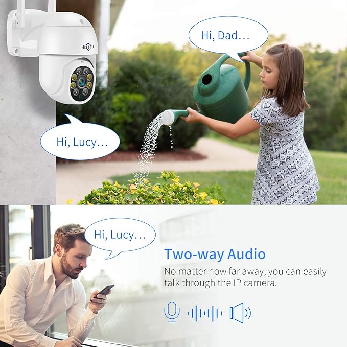 Hiseeu 5MP 360° Pan Tilt Camera WiFi Security Camera Outdoor Motion Tracking - Image 5