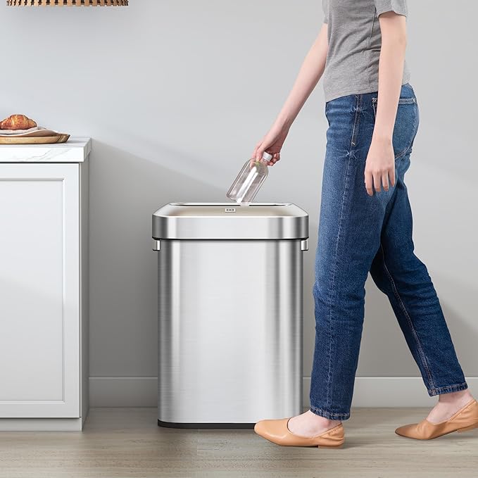 EKO Urban 16 Gallon/60 Liter Open Top Stainless Steel Slim Commercial Trash Can - Image 2