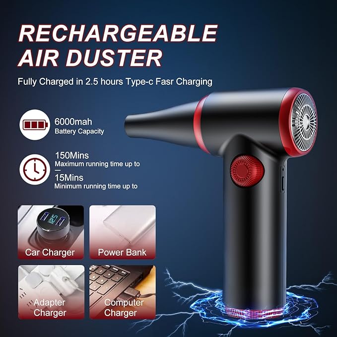 ATEngeus Compressed Air Duster, Stepless Speed Electric Air Duster, 100500RPM - Image 7