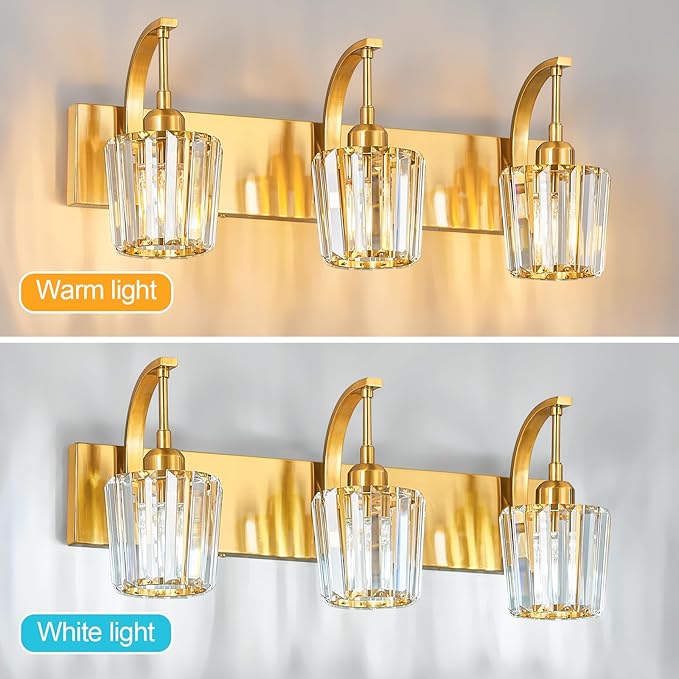 FDPBY Modern Bathroom Vanity Light, 3-Light Gold Wall Sconce - Image 5