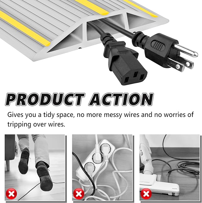 10Ft Cord Covers for Wires on Floor, 3-Channel Floor Cord Cover - Image 5